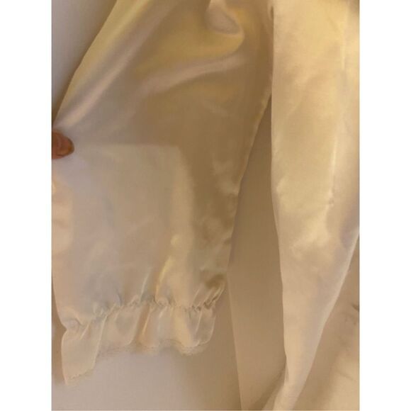 Nicole made in USA union tag Small White Satin lace gown #67436 ruffle pink bow - Picture 3 of 8